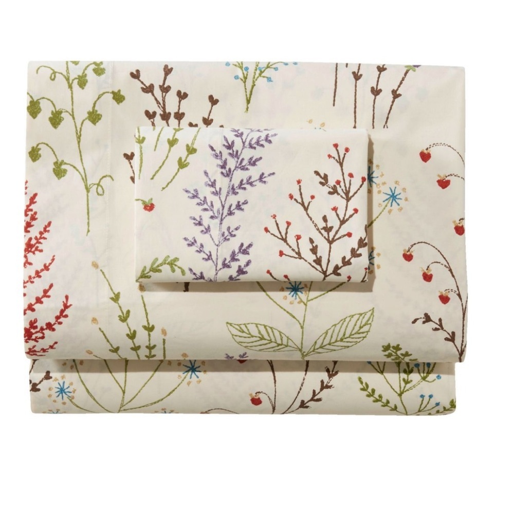 L.L.Bean Botanical Floral Percale single sheet size TWIN like
New